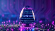 © Harry - A digital Easter egg with binary code on a circuit board with purple and blue lights