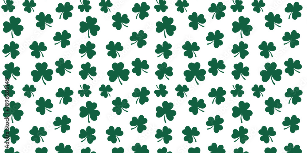 Pattern of green shamrocks arranged on white background representing st. patrick's day celebration and irish cultural tradition