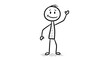 © Ahmat - Simple Stick Figure Man Waving Hand with Friendly Smile in Isolated White Background