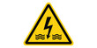 © MDAMINURISLAM - Yellow warning sign with lightning bolt and waves isolated on white background