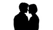 © Moddy - Silhouette Embrace: A romantic silhouette of a couple in a tender embrace, their heads close, symbolizing love and intimacy against the monochrome backdrop.