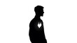 © Moddy - Inner Flame Silhouette: A black silhouette of a person, symbolizing inner strength and resilience, stands with a glowing heart, embodying passion and emotion.