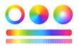 © Angela Ksen - Color wheel or color circle. Rgb multi color palette with rainbow light spectrum gradient. JPG image
