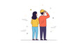 © supplement - Young asian male and female observing skyline in minimalist illustration