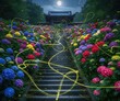 © Scott Mirror - 満月の夜の紫陽花寺と幻想的に舞うホタルの光