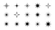© Muginandaru - Collection of various starburst and sparkle icons in black on white.
