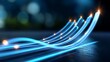 © jj's aura - Neon blue financial growth timeline with light trails on dark background for business success and innovation