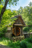 Traditional watermill surrounded by nature in Shirakawa-go, Japan