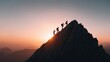 © BeatFlow - Teamwork and perseverance as hikers ascend a steep mountain peak at sunrise
