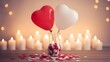 © ABDUL - Romantic valentine's day setup with heart balloons and candles for lovers