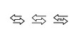 © MstPoliAkther - Set of three black line icons depicting the concept of data transfer financial transaction or content exchange using two overlapping arrows pointing in opposite directions isolated symbol