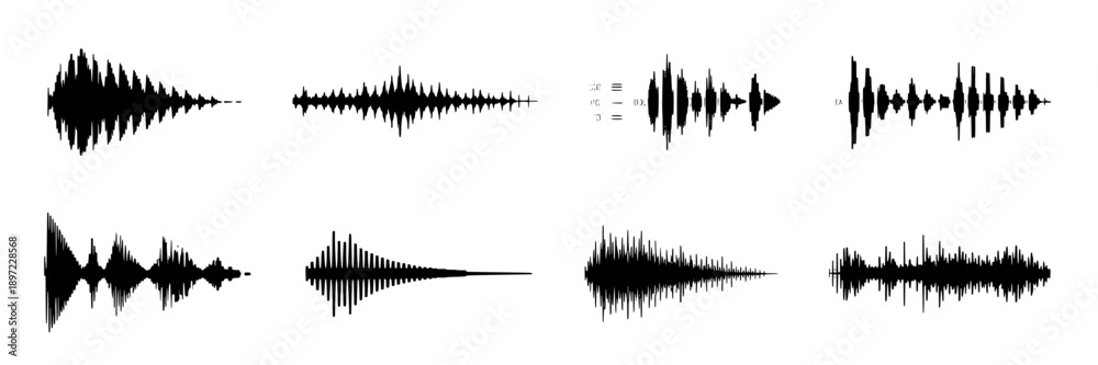 Waveform sound pattern with equalizer lines and dynamic peaks in black ...