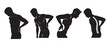 © SMMUZAMML - Man with back pain silhouettes, lumbar pain, spine issues, and posture problems