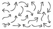 © Xpartprogram - Hand drawn grunge arrows collection. Black arrow pointing right. grunge arrow brush. grunge arrow paint. Scribble symbols of direction pointers, swirl arrow elements for infographic design.