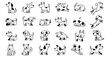 © Mdjillur - Hand drawn dog doodle vector set with cute playful puppy illustrations