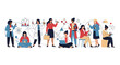© Hadi - Illustration of diverse people celebrating International Day of Women and Girls in Science with icons and design elements.