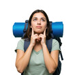 © General Indeology - Thoughtful female backpacker isolated on transparent background