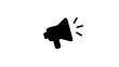 © md - Black megaphone icon representing announcement, marketing, public speaking, and communication alert.