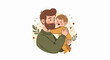 © eren - A loving dad embraces his smiling child, surrounded by warm tones and charming decorative elements