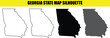 © Md Asif Shahnaoaz - Georgia state map silhouette variants featuring outline solid black and digital halftone dot patterns for graphic artwork