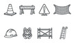 © Soliannikov Yevhenii - Icons of construction safety equipment: helmet, warning sign, ladder, and more
