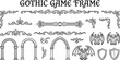 © Love 4 YOU - Collection of detailed gothic design elements including ornate frames architectural arches gargoyles and shields for graphic resources and fantasy game development