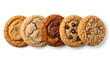 © MistoGraphy - Variety of homemade cookies with different textures and toppings on a white background