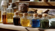 © forenna - A vibrant perfumer’s workspace features an array of natural and synthetic ingredients, illustrating the meticulous process of blending scents to ensure each created fragrance is unique and