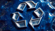 © Maksym - Macro of recycling symbol embossed on plastic, sustainability awareness
