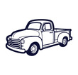 © MDREAZUL - Classic vintage pickup truck outline illustration perfect for retro transportation and designs