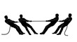 © Dimas Studio - Four silhouetted men engage in a fierce tug of war competition with strained effort