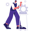 © Space - Skill Upgrading Illustration. Vector illustration of Man shaping gear with tools representing skill upgrading, professional training, and career growth. Isolated on background