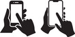 © NXTall - Black and white icons of hands with mobile phone
