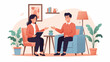© Berma - Two people talking in a cozy room with plants and a lamp