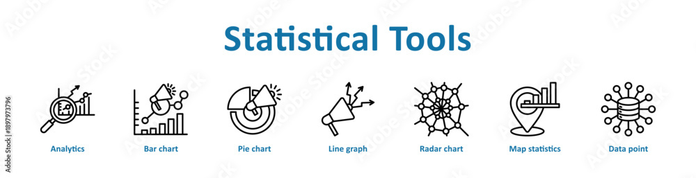 Statistical Tools icon banner line art collection Stock Vector | Adobe ...