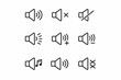 © Алексей Ященко - Volume control icons set: mute, unmute, adjust, sound effects, musical note