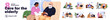 © Paper Trident - Nursing home life set. Volunteers care for the elderly. Caregivers help old people. Carers assist senior men and women with disabilities in hospital. Flat isolated vector illustrations on white