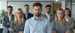 © Generative AI - Serious Team of Professionals Standing Together in an Office Environment Demonstrating Leadership and Determination