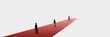 © Lustre Art Group  - Minimal composition professionals moving forward on red arrow path. Concept of team alignment, business movement, leadership influence, shared goals and structured organizational growth. Banner