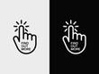 © SAchin love SAtyam - Clicking finger hand cursor indicating find out more call to action on black and white background for website user interface design web page element marketing material business presentation vector ill