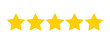 © Salma - Five stars rating icon. Customer review sign and symbol. Quality rank feedback. Vector illustration isolated on white background.