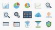 © Nasati - Colorful vector icons depicting business, data analysis, and protection