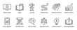 © Vladislav - Set of black thin line icons representing education, learning, finance, and personal growth concepts like online courses, books, lectures, investment paths, and knowledge growth
