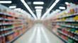 © JMour - blurred supermarket aisle interior and wide angle perspective and symmetrical composition