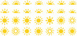 © Muhammad - Yellow sun icons set, sunshine and solar glow, sunrise or sunset. Decorative circle full and half suns and sunlight collection. Hot solar energy for tan.