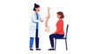 © Karima - Spine Consultation: A doctor points to a model of the human spine while consulting a patient, demonstrating healthcare and medical consultation.