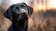 © svastix - A close-up portrait of a black dog gazing thoughtfully at the camera, capturing its expressive eyes and emotional depth in a serene setting.