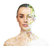 © New Africa - Gorgeous woman and spring blossoms, double exposure on white background