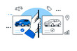 © Cali6ro - Blue and white car choice concept with hand and icons