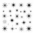 © Jemblem - Black starbursts of various sizes, arranged on a white background. Simple and geometric